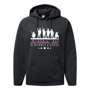 Memorial Day Remember Honor Veteran Usa Flag Pateriot Army Performance Fleece Hoodie