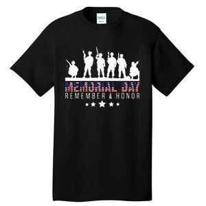 Memorial Day Remember Honor Veteran Usa Flag Pateriot Army Tall T-Shirt