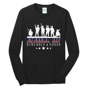 Memorial Day Remember Honor Veteran Usa Flag Pateriot Army Tall Long Sleeve T-Shirt