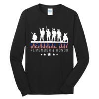 Memorial Day Remember Honor Veteran Usa Flag Pateriot Army Tall Long Sleeve T-Shirt