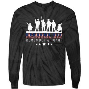 Memorial Day Remember Honor Veteran Usa Flag Pateriot Army Tie-Dye Long Sleeve Shirt