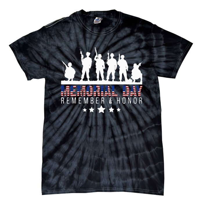 Memorial Day Remember Honor Veteran Usa Flag Pateriot Army Tie-Dye T-Shirt