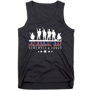 Memorial Day Remember Honor Veteran Usa Flag Pateriot Army Tank Top