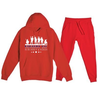 Memorial Day Remember Honor Veteran Usa Flag Pateriot Army Premium Hooded Sweatsuit Set