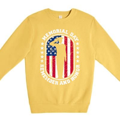 Memorial Day Remember Honor Veterans Sacrifice For Freedom Cute Gift Premium Crewneck Sweatshirt