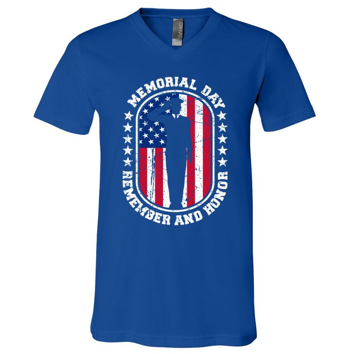 Memorial Day Remember Honor Veterans Sacrifice For Freedom Cute Gift V-Neck T-Shirt