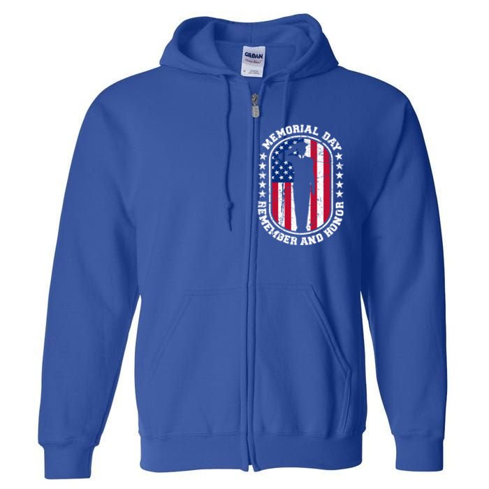 Memorial Day Remember Honor Veterans Sacrifice For Freedom Cute Gift Full Zip Hoodie