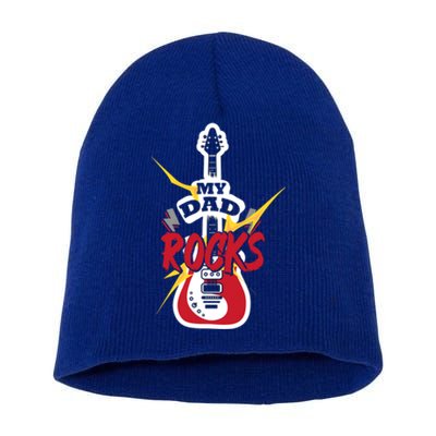 My Dad Rocks Bass Guitar Player Daddy Fathers Day Great Gift Short Acrylic Beanie