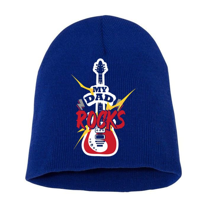 My Dad Rocks Bass Guitar Player Daddy Fathers Day Great Gift Short Acrylic Beanie