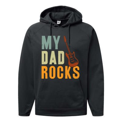 My Dad Rocks FatherS Day Graphic Performance Fleece Hoodie