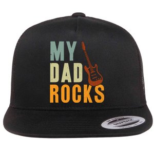 My Dad Rocks FatherS Day Graphic Flat Bill Trucker Hat