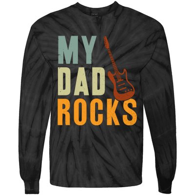 My Dad Rocks FatherS Day Graphic Tie-Dye Long Sleeve Shirt