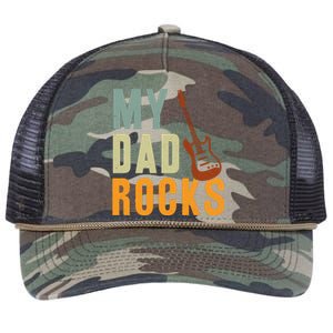 My Dad Rocks FatherS Day Graphic Retro Rope Trucker Hat Cap