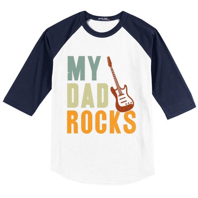 My Dad Rocks FatherS Day Graphic Baseball Sleeve Shirt