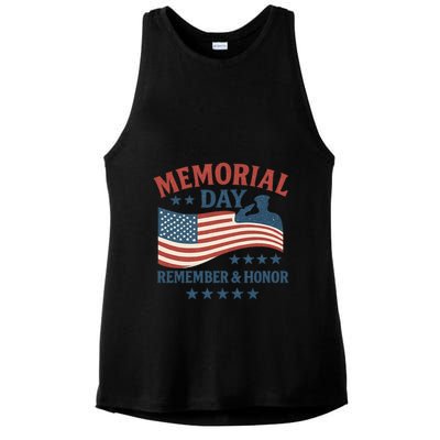 Memorial Day Remember & Honor Ladies PosiCharge Tri-Blend Wicking Tank