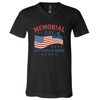 Memorial Day Remember & Honor V-Neck T-Shirt