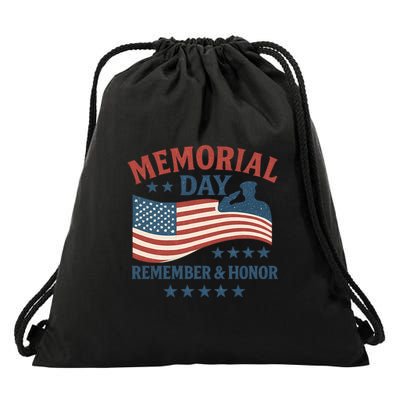 Memorial Day Remember & Honor Drawstring Bag