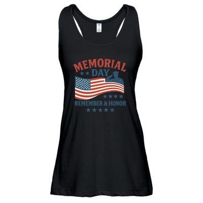 Memorial Day Remember & Honor Ladies Essential Flowy Tank