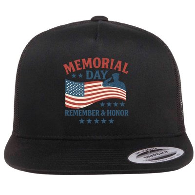 Memorial Day Remember & Honor Flat Bill Trucker Hat