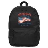 Memorial Day Remember & Honor 16 in Basic Backpack