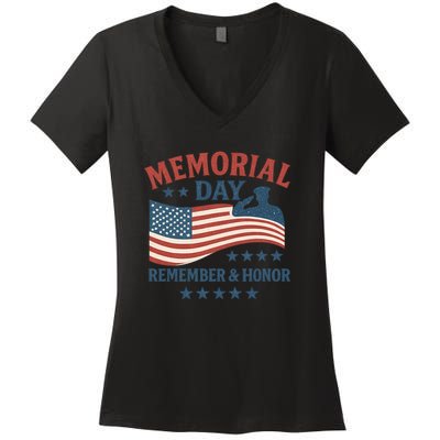 Memorial Day Remember & Honor Women's V-Neck T-Shirt