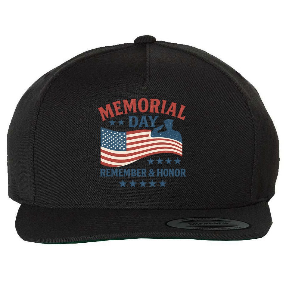 Memorial Day Remember & Honor Wool Snapback Cap
