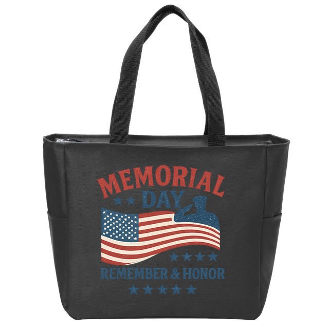 Memorial Day Remember & Honor Zip Tote Bag