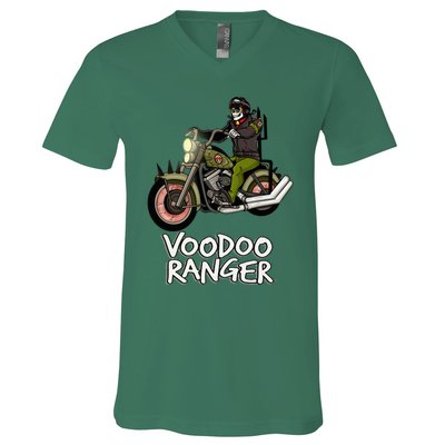 Motorcycle Drag Racing Voodoo Bike Rider V-Neck T-Shirt