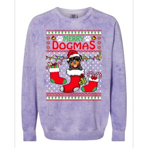 Merry Dogmas Rottweiler Dog Funny Ugly Christmas Xmas Funny Gift Colorblast Crewneck Sweatshirt