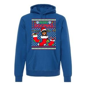 Merry Dogmas Rottweiler Dog Funny Ugly Christmas Xmas Funny Gift Premium Hoodie