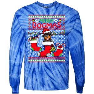 Merry Dogmas Rottweiler Dog Funny Ugly Christmas Xmas Funny Gift Tie-Dye Long Sleeve Shirt