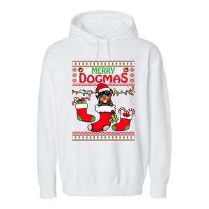 Merry Dogmas Rottweiler Dog Funny Ugly Christmas Xmas Funny Gift Garment-Dyed Fleece Hoodie