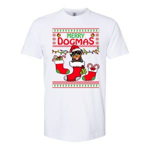 Merry Dogmas Rottweiler Dog Funny Ugly Christmas Xmas Funny Gift Softstyle CVC T-Shirt