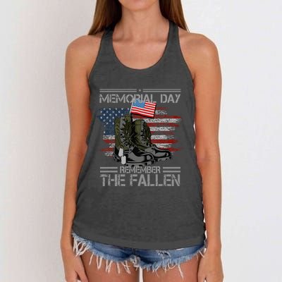 Memorial Day Remember The Fallen Vintage Women's Knotted Racerback Tank