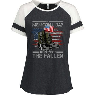 Memorial Day Remember The Fallen Vintage Enza Ladies Jersey Colorblock Tee