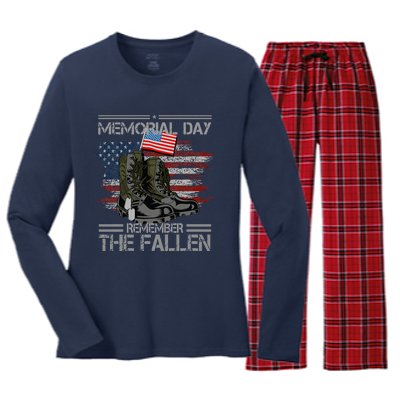 Memorial Day Remember The Fallen Vintage Women's Long Sleeve Flannel Pajama Set 