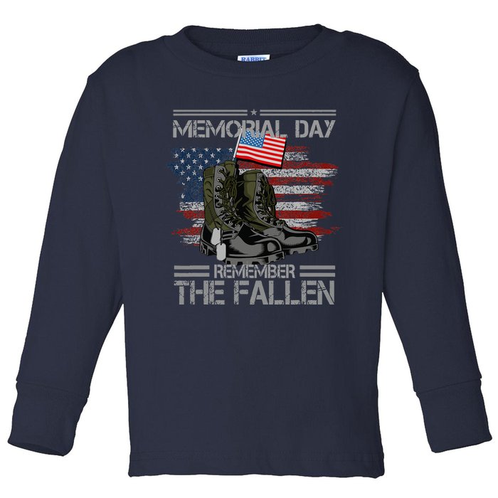 Memorial Day Remember The Fallen Vintage Toddler Long Sleeve Shirt