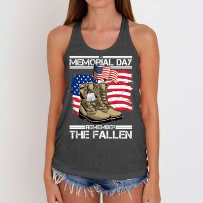 Memorial Day Remember The Fallen Women's Knotted Racerback Tank