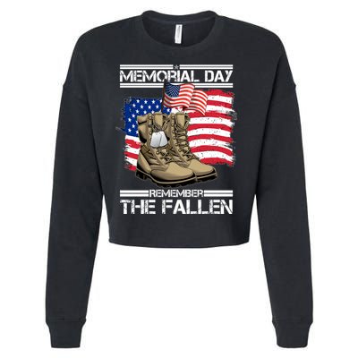 Memorial Day Remember The Fallen Cropped Pullover Crew