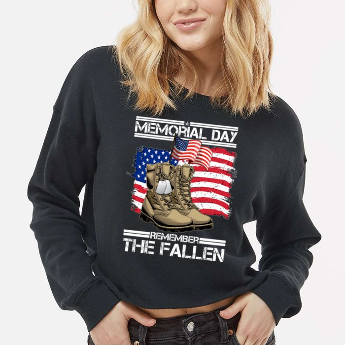 Memorial Day Remember The Fallen Cropped Pullover Crew