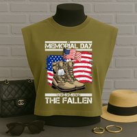 Memorial Day Remember The Fallen Garment-Dyed Women's Muscle Tee