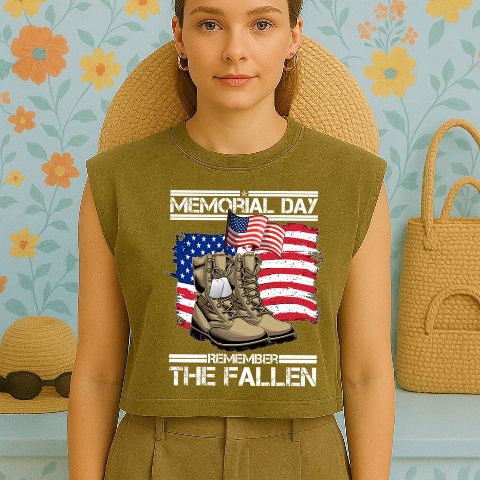 Memorial Day Remember The Fallen Garment-Dyed Women's Muscle Tee