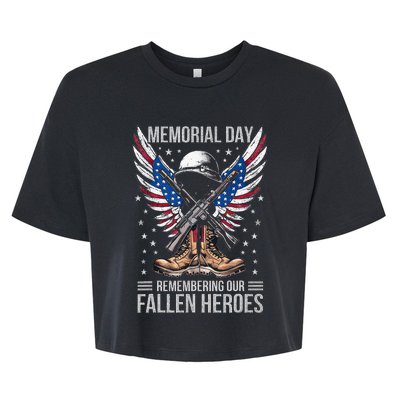 Memorial Day Remember The Fallen Veteran Military Bella+Canvas Jersey Crop Tee