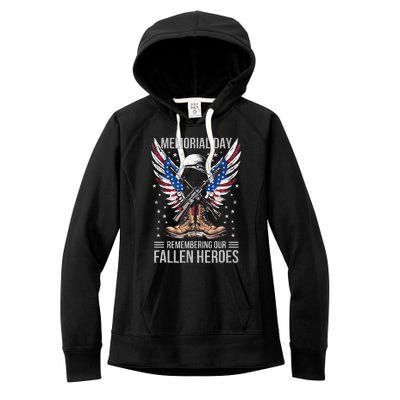 Memorial Day Remember The Fallen Veteran Military Women's Fleece Hoodie