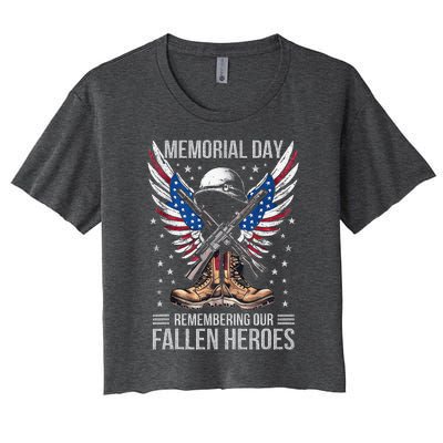 Memorial Day Remember The Fallen Veteran Military Women's Crop Top Tee