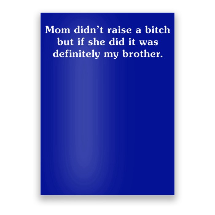 Mom DidnT Raise A Bitch But If She Did It Was My Brother Poster