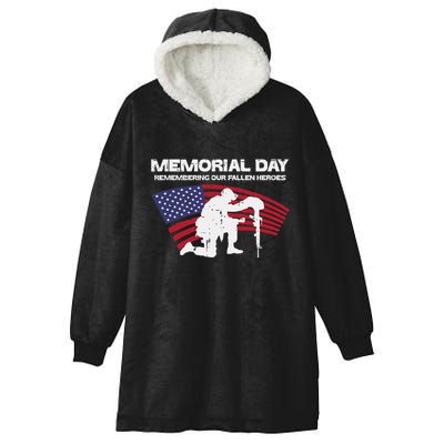 Memorial Day Remembering Our Fallen Heroes Us Flag Hooded Wearable Blanket