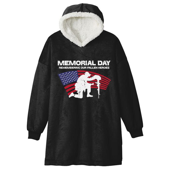 Memorial Day Remembering Our Fallen Heroes Us Flag Hooded Wearable Blanket