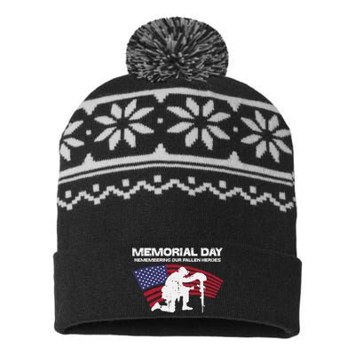 Memorial Day Remembering Our Fallen Heroes Us Flag USA-Made Snowflake Beanie