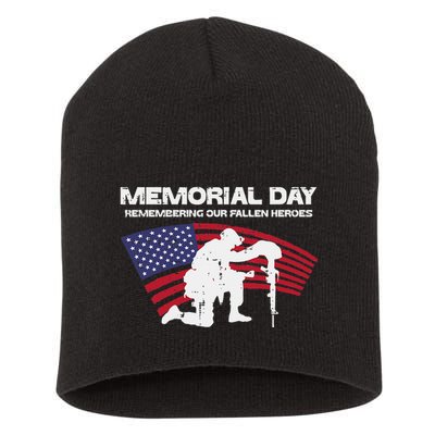 Memorial Day Remembering Our Fallen Heroes Us Flag Short Acrylic Beanie